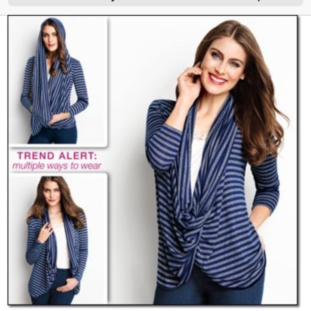 NEW navy grey infinity wrap sweater Avon Sz small